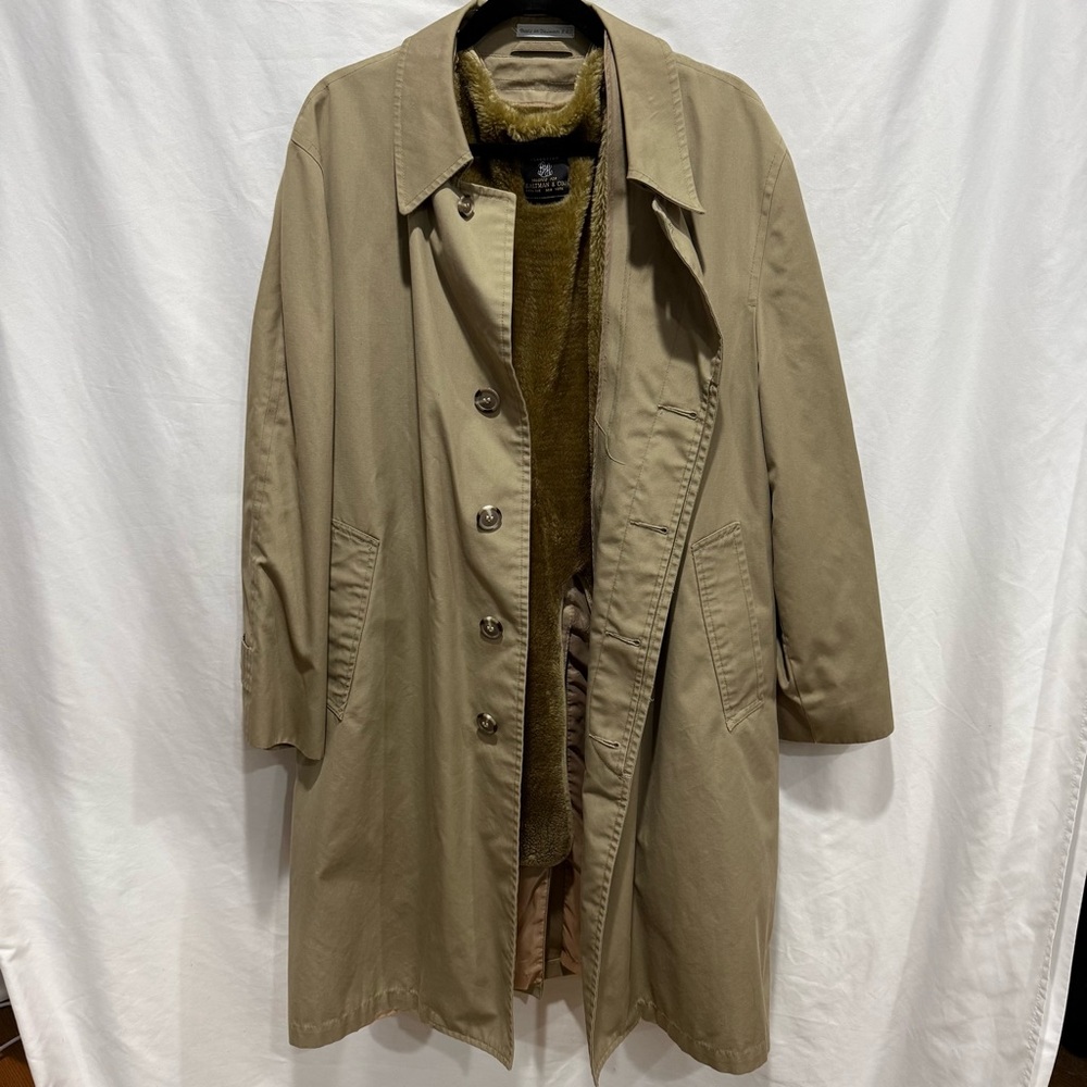 B. Altman & Co. Murray Hill Men’s Trench Coat 40R Removable Faux Fur Liner Fall